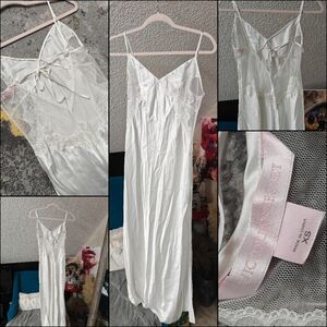 Y2K Vintage Victoria's Secret Bridal White Satin Lace Chemise Long Nightgown